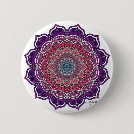 Paarse-Roze Bloemmandala Ronde Button 5,7 Cm