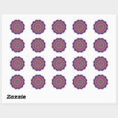 Paarse-Roze Bloemmandala Ronde Sticker (Vel)