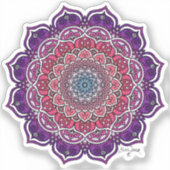 Paarse-Roze Bloemmandala Sticker (Voorkant)