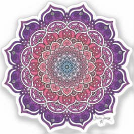 Paarse-Roze Bloemmandala Sticker