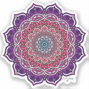 Paarse-Roze Bloemmandala Sticker