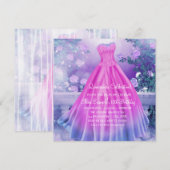 Paarse roze bloemprinses quinceañera kaart (Voorkant / Achterkant)