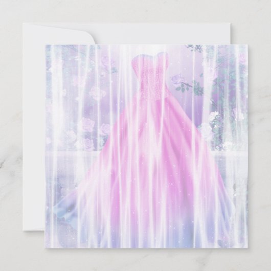 Paarse roze bloemprinses quinceañera kaart (Achterkant)