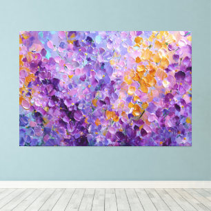 Paarse Roze Bloemrijke Tuin Abstracte Wandkunst Canvas Afdruk