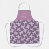 Paarse Roze Bloemvlinder Gepersonaliseerd Monogram Schort (Voorkant)