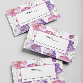 Paarse Roze Bloesem Wedding Flat Place Card Visitekaartje