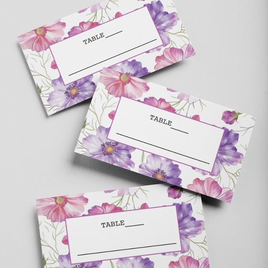 Paarse Roze Bloesem Wedding Flat Place Card Visitekaartje