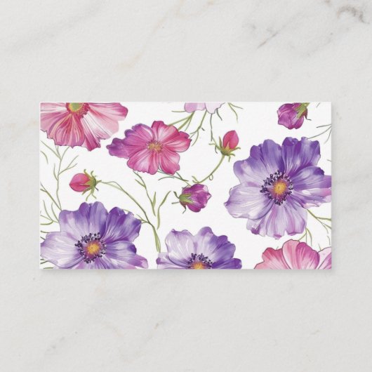 Paarse Roze Bloesem Wedding Flat Place Card Visitekaartje (Achterkant)