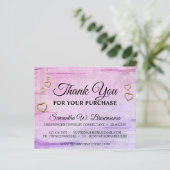 Paarse roze blokjes getextureerd hart Dank je (Staand voorkant)