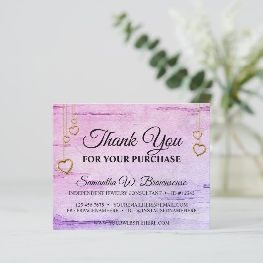 Paarse roze blokjes getextureerd hart Dank je (Staand voorkant)