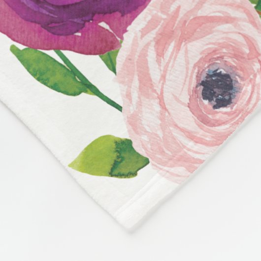 Paarse Roze Blush Bloemen Roos Twin Milestone Baby Fleece Deken (Hoek)
