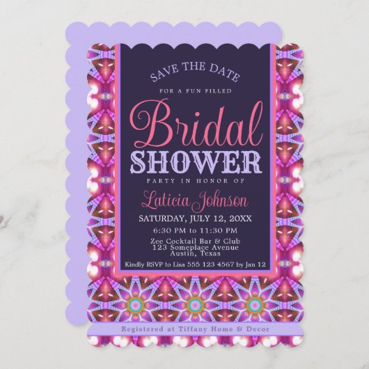 Paarse roze Bohemen Star Vrijgezellenfeest Party Kaart (Voorkant / Achterkant)