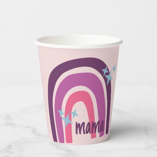 Paarse roze bohemiaanse regenboog - Speciaal geper Papieren Bekers (Achterkant)