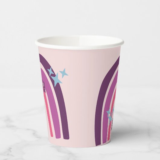 Paarse roze bohemiaanse regenboog - Speciaal geper Papieren Bekers (Links)