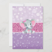 Paarse Roze Bokeh Olifant Invitation Glitter Kaart (Achterkant)