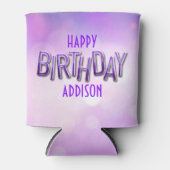 Paarse roze bokeh verjaardag blikjeskoeler (Voorkant)