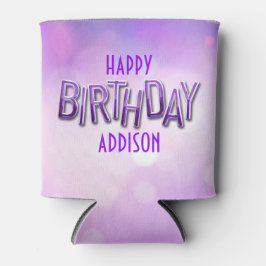 Paarse roze bokeh verjaardag blikjeskoeler