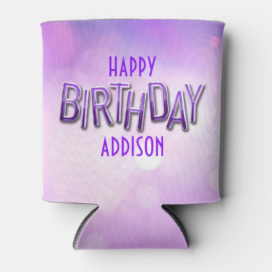 Paarse roze bokeh verjaardag blikjeskoeler (Voorkant)