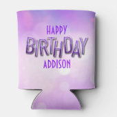 Paarse roze bokeh verjaardag blikjeskoeler (Achterkant)