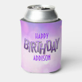 Paarse roze bokeh verjaardag blikjeskoeler (Blikje Achterkant)