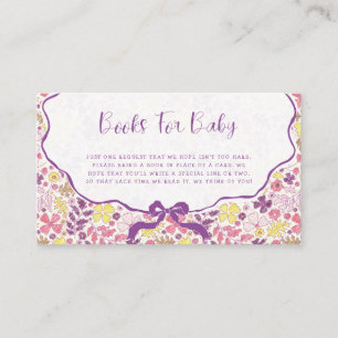 Paarse Roze Boog Wilde Bloemen Bloesems Baby Showe Informatiekaartje