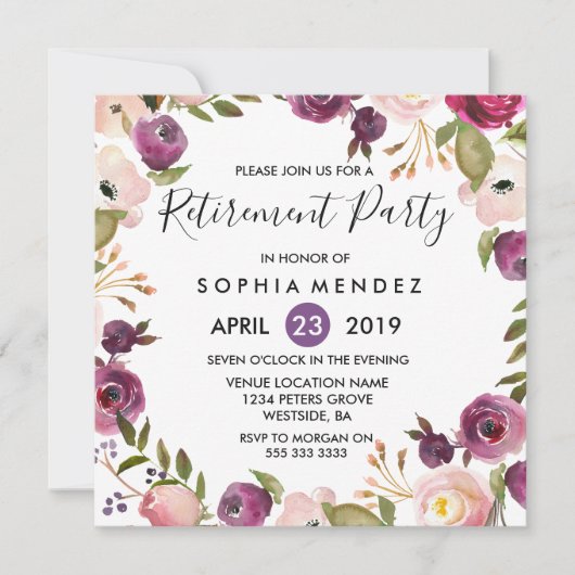 Paarse roze botanische rustpartij Kaart (Voorkant)