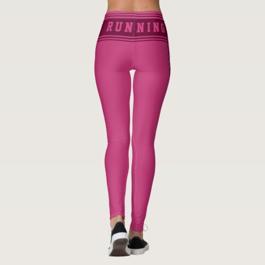 Paarse Roze Broek met Tekst Hardlopen Leggings (Achterkant)