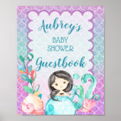 Paarse roze bruidsmeisje Baby shower Guestbook Poster (Voorkant)