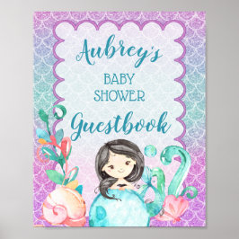 Paarse roze bruidsmeisje Baby shower Guestbook Poster
