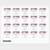 Paarse roze bruiloft dank u. Waterverf bloemen Vierkante Sticker (Vel)