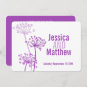 Paarse roze bruiloft voor  kervel kaart (Voorkant / Achterkant)