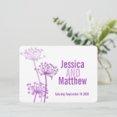 Paarse roze bruiloft voor  kervel kaart (Staand voorkant)
