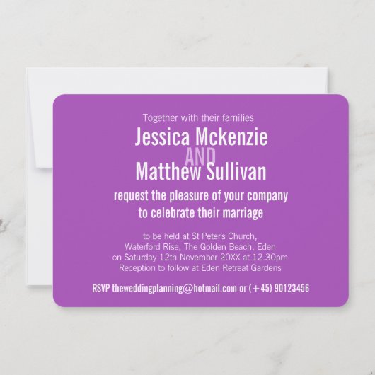 Paarse roze bruiloft voor  kervel kaart (Achterkant)