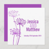 Paarse roze bruiloft voor kervel kaart (Voorkant / Achterkant)