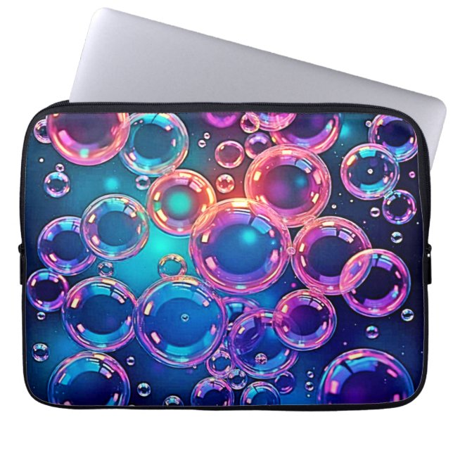 Paarse Roze Bubble Magic Laptop Sleeve (Voorkant)