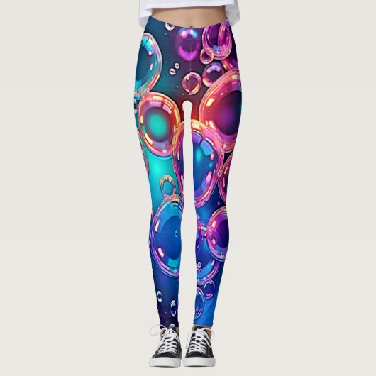 Paarse Roze Bubble Magic Leggings (Voorkant)