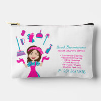 Paarse Roze Cartoon Huishoudelijke Schoonmaakdiens