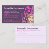 Paarse roze Cartoon Lady Bakery Cake Pastry Cook Visitekaartje (Voorkant / Achterkant)