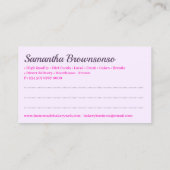 Paarse roze Cartoon Lady Bakery Cake Pastry Cook Visitekaartje (Achterkant)