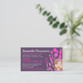 Paarse roze Cartoon Lady Bakery Cake Pastry Cook Visitekaartje (Staand voorkant)