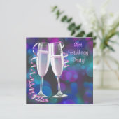 Paarse Roze Champagne Vrouwen 21ste Verjaardagsfee Kaart (Staand voorkant)