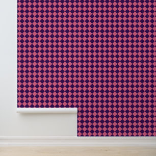 Paarse Roze Checker Diamantpatroon Behang