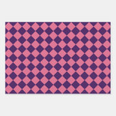 Paarse Roze Checker Diamantpatroon Inpakpapier Vel (Voorkant 3)