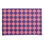 Paarse Roze Checker Diamantpatroon Kussensloop (Voorkant-Rechts)