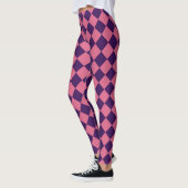 Paarse Roze Checker Diamantpatroon Leggings (Links)