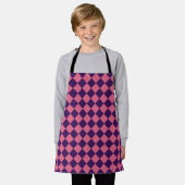 Paarse Roze Checker Diamantpatroon Schort (Gedragen)