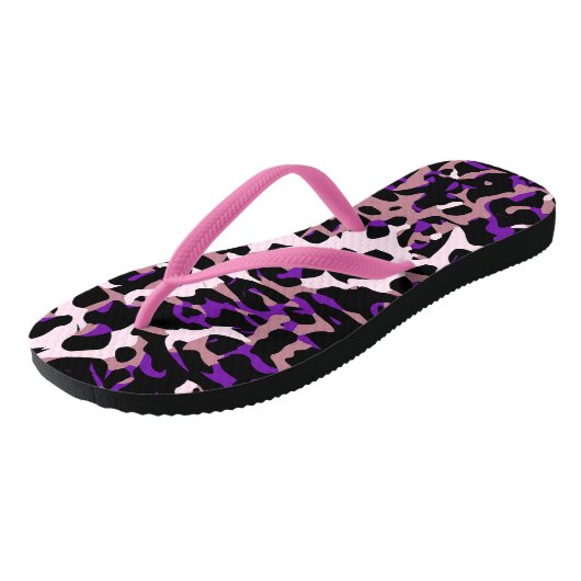 Paarse Roze Cheetah Abstract Teenslippers (Schuin)