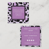 Paarse roze Cheetah Leopard print spots Dank je Vierkante Visitekaartje (Voorkant / Achterkant)