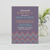 Paarse roze Chevron Birthday Kaart (Staand voorkant)