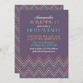 Paarse roze Chevron Birthday Kaart (Voorkant / Achterkant)